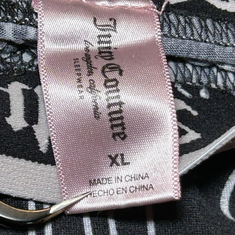 Juicy Couture Black White Logo Pajama Bottoms PJ Lounge Pants Sweatpants Size XL